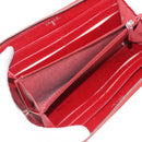CHANEL Matelasse Long Wallet Lamb Skin Red Silver CC Auth bs36449-15