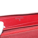 CHANEL Matelasse Long Wallet Lamb Skin Red Silver CC Auth bs36449-16