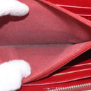 CHANEL Matelasse Long Wallet Lamb Skin Red Silver CC Auth bs36449-22