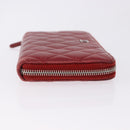 CHANEL Matelasse Long Wallet Lamb Skin Red Silver CC Auth bs36449-5