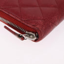 CHANEL Matelasse Long Wallet Lamb Skin Red Silver CC Auth bs36449-9