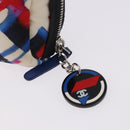 CHANEL Pouch Nylon White Silver CC Auth bs36450A-8