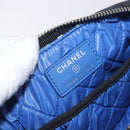 CHANEL Pouch Nylon White Silver CC Auth bs36450A-9