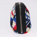 CHANEL Pouch Nylon White Silver CC Auth bs36450A-3