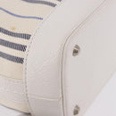 BURBERRY Hand Bag Canvas White Silver Auth bs36451-10