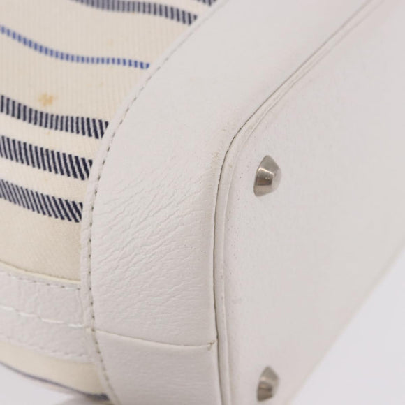 BURBERRY Hand Bag Canvas White Silver Auth bs36451