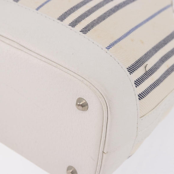 BURBERRY Hand Bag Canvas White Silver Auth bs36451