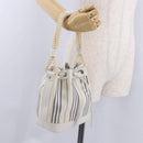BURBERRY Hand Bag Canvas White Silver Auth bs36451-22