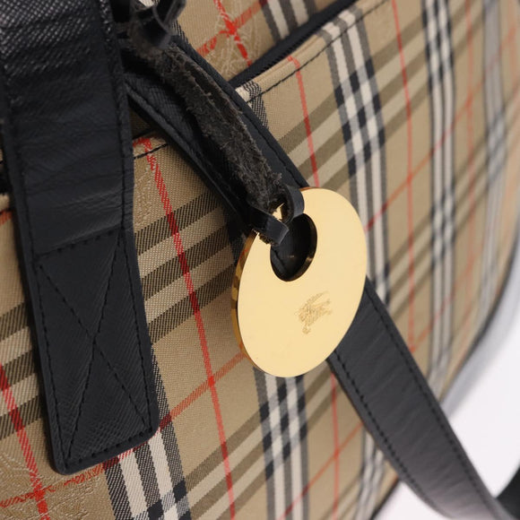 Burberrys Nova Check Tote Bag Canvas Beige Gold Auth bs36452