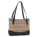 Burberrys Nova Check Tote Bag Canvas Beige Gold Auth bs36452-1
