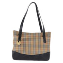 Burberrys Nova Check Tote Bag Canvas Beige Gold Auth bs36452-13