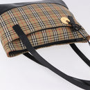 Burberrys Nova Check Tote Bag Canvas Beige Gold Auth bs36452-6