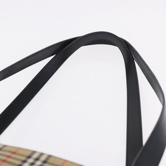 Burberrys Nova Check Tote Bag Canvas Beige Gold Auth bs36452