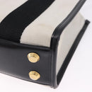 BALENCIAGA Hardware Hand Bag Canvas 2way White Gold 693662 Auth bs36453-16