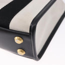 BALENCIAGA Hardware Hand Bag Canvas 2way White Gold 693662 Auth bs36453-18