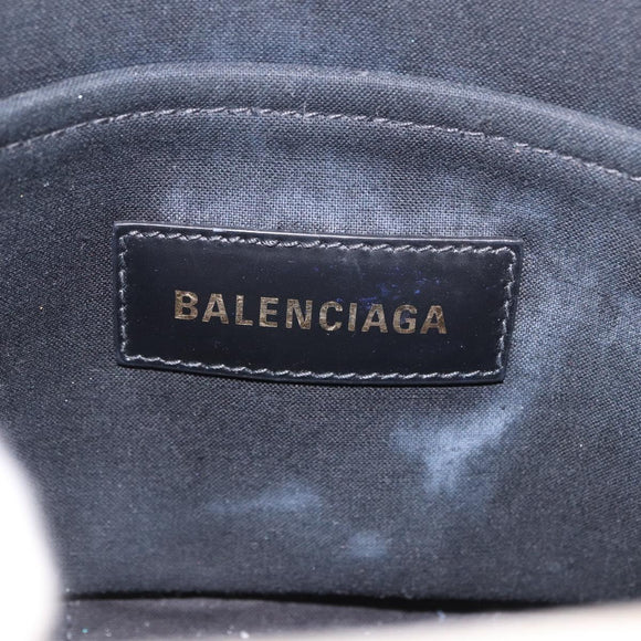 BALENCIAGA Hardware Hand Bag Canvas 2way White Gold 693662 Auth bs36453