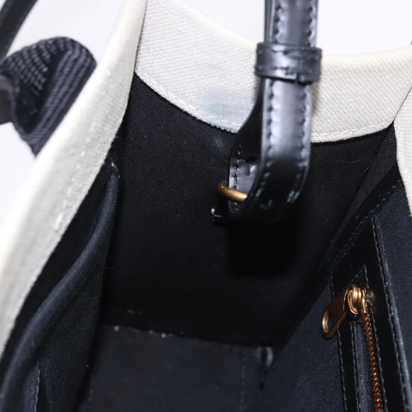 BALENCIAGA Hardware Hand Bag Canvas 2way White Gold 693662 Auth bs36453
