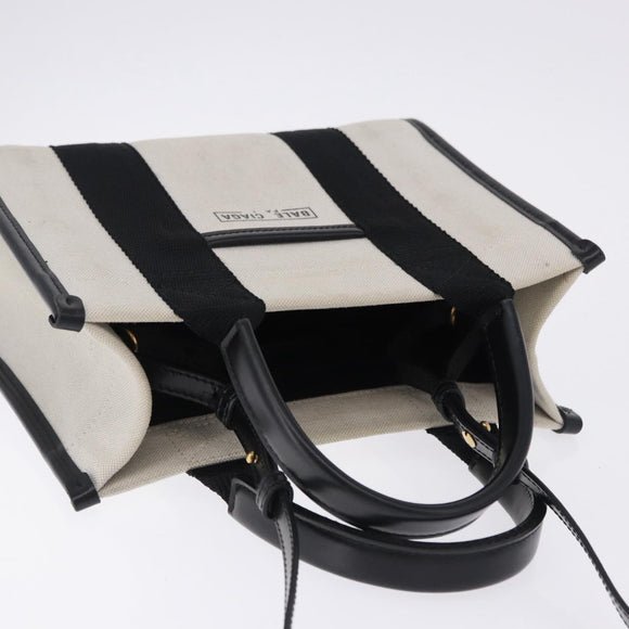 BALENCIAGA Hardware Hand Bag Canvas 2way White Gold 693662 Auth bs36453