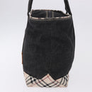 BURBERRY Nova Check Hand Bag Denim Black Silver Auth bs36454-4