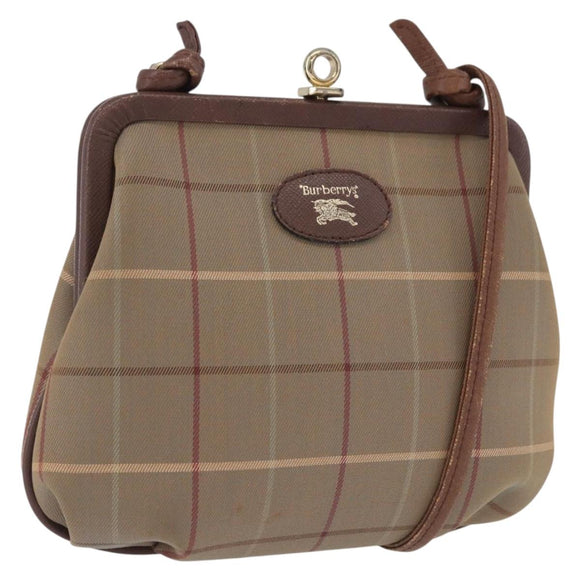 Burberrys Nova Check Shoulder Bag Canvas Beige Gold Auth bs36455