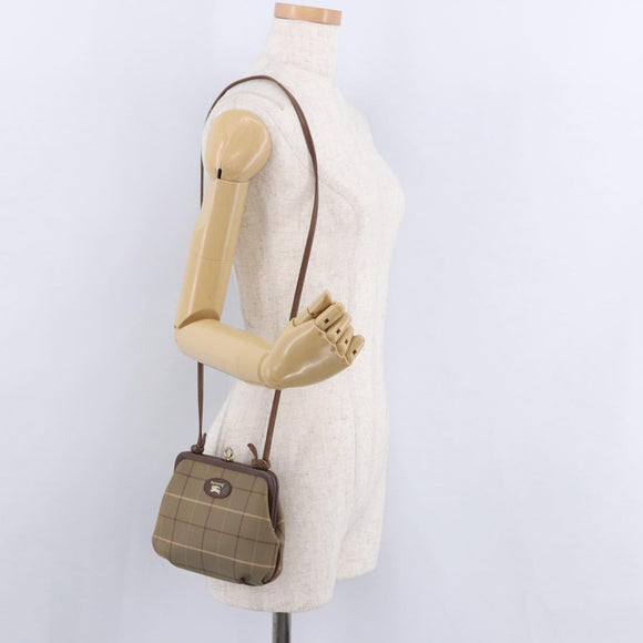 Burberrys Nova Check Shoulder Bag Canvas Beige Gold Auth bs36455