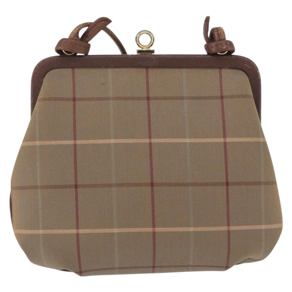 Burberrys Nova Check Shoulder Bag Canvas Beige Gold Auth bs36455
