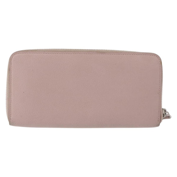 SAINT LAURENT Long Wallet Leather Beige Silver Auth bs36457