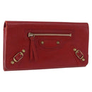 BALENCIAGA The Money Long Wallet Leather Red Gold 233599 Auth bs36458A-1
