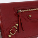 BALENCIAGA The Money Long Wallet Leather Red Gold 233599 Auth bs36458A-12