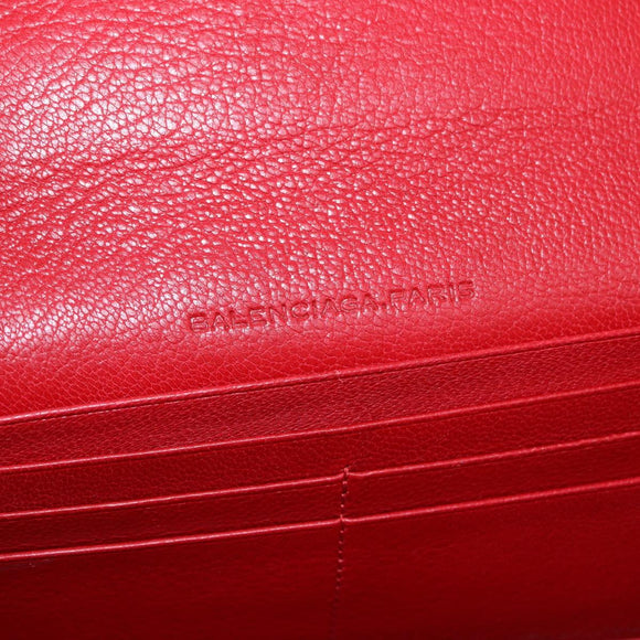BALENCIAGA The Money Long Wallet Leather Red Gold 233599 Auth bs36458A