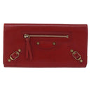 BALENCIAGA The Money Long Wallet Leather Red Gold 233599 Auth bs36458A-2