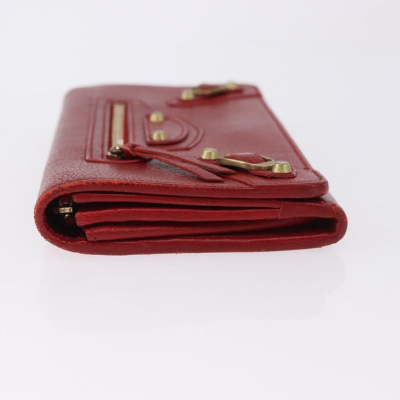 BALENCIAGA The Money Long Wallet Leather Red Gold 233599 Auth bs36458A