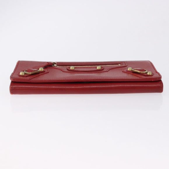 BALENCIAGA The Money Long Wallet Leather Red Gold 233599 Auth bs36458A