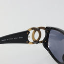 CHANEL Sunglasses Plastic Black Gold Tone CC Auth bs36459-11