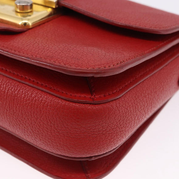 Miu Miu Shoulder Bag Leather Red Gold Auth bs36460