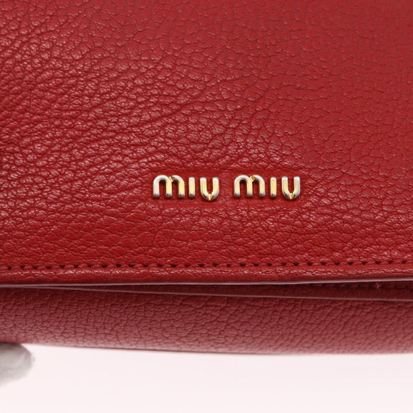 Miu Miu Shoulder Bag Leather Red Gold Auth bs36460