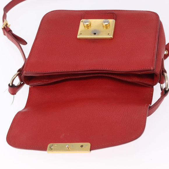 Miu Miu Shoulder Bag Leather Red Gold Auth bs36460