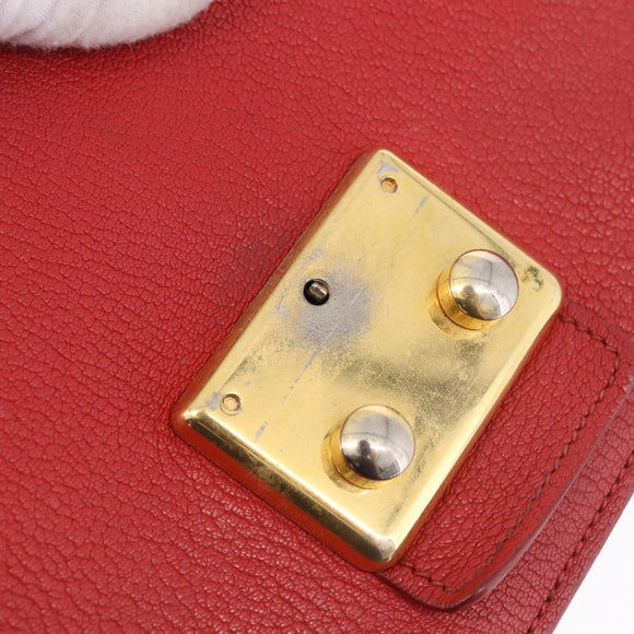 Miu Miu Shoulder Bag Leather Red Gold Auth bs36460