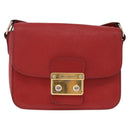 Miu Miu Shoulder Bag Leather Red Gold Auth bs36460-13