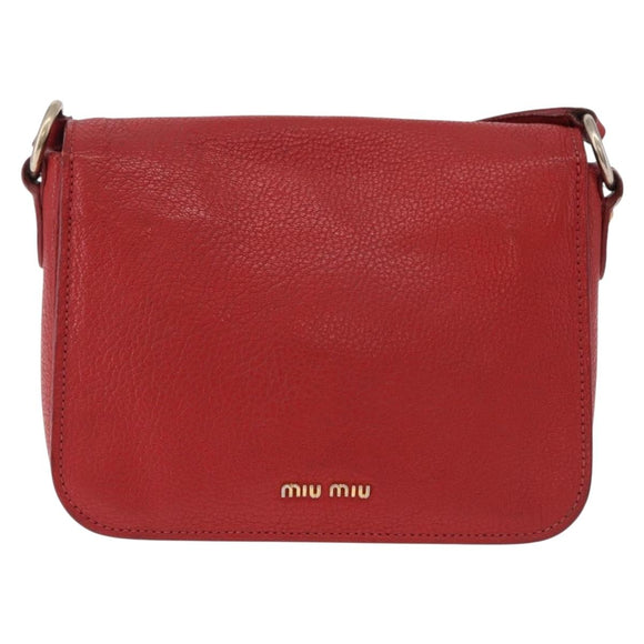 Miu Miu Shoulder Bag Leather Red Gold Auth bs36460