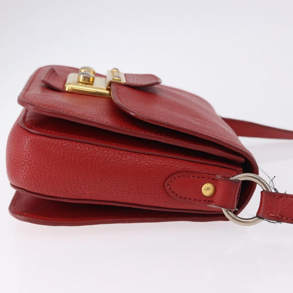 Miu Miu Shoulder Bag Leather Red Gold Auth bs36460