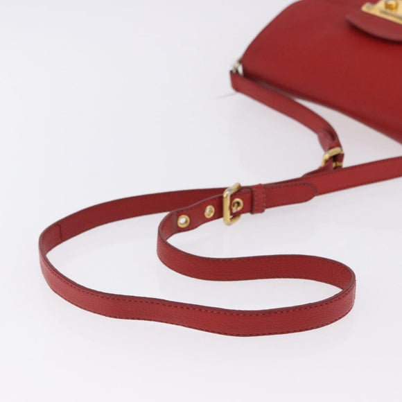 Miu Miu Shoulder Bag Leather Red Gold Auth bs36460