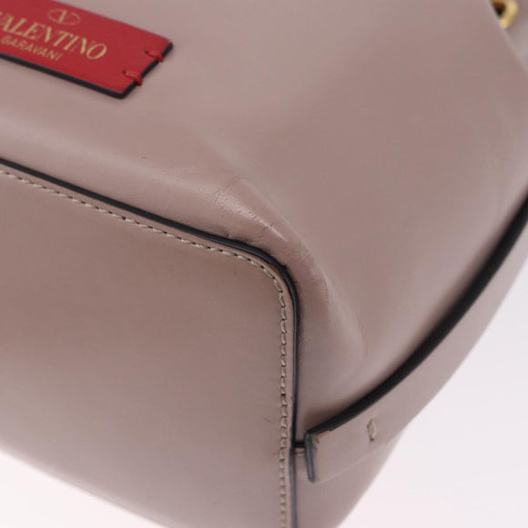 VALENTINO Shoulder Bag Leather 2way Pink Gold Auth bs36461