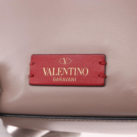 VALENTINO Shoulder Bag Leather 2way Pink Gold Auth bs36461