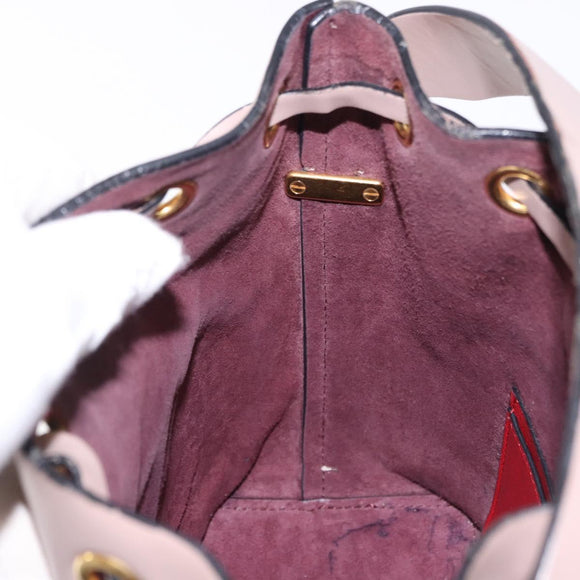 VALENTINO Shoulder Bag Leather 2way Pink Gold Auth bs36461