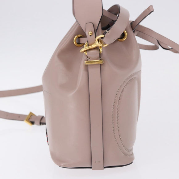 VALENTINO Shoulder Bag Leather 2way Pink Gold Auth bs36461