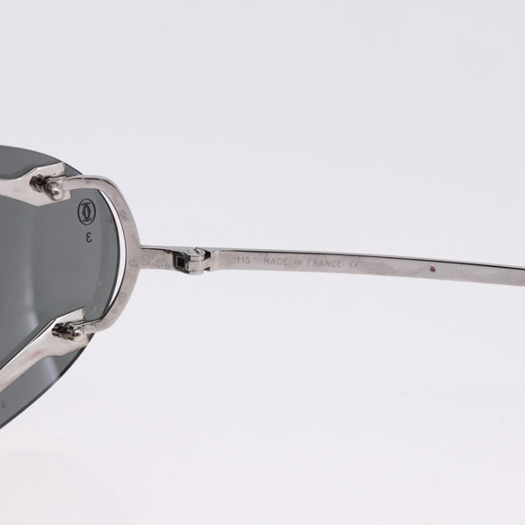 CARTIER Sunglasses Metal Black Silver Auth bs36462V