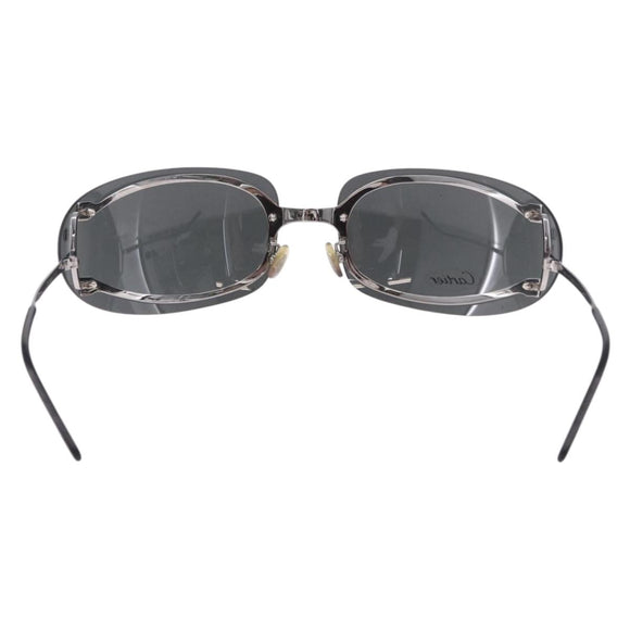 CARTIER Sunglasses Metal Black Silver Auth bs36462V