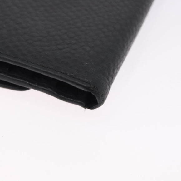 Salvatore Ferragamo Gancini Bifold Wallet Leather Black Silver Auth bs36466