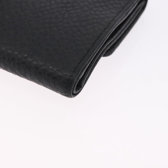 Salvatore Ferragamo Gancini Bifold Wallet Leather Black Silver Auth bs36466